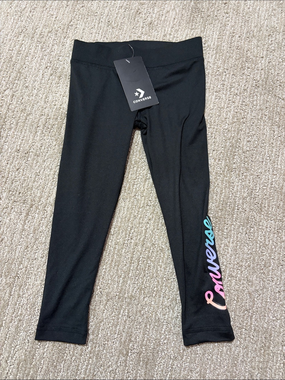 Converse Black Kids Leggings with Multicolor Logo